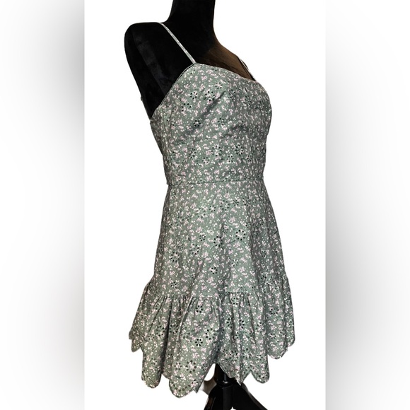 Altar’d State Green Floral Lined Adjustable Strap Fit & Flare Mini Dress Size M - Picture 1 of 14